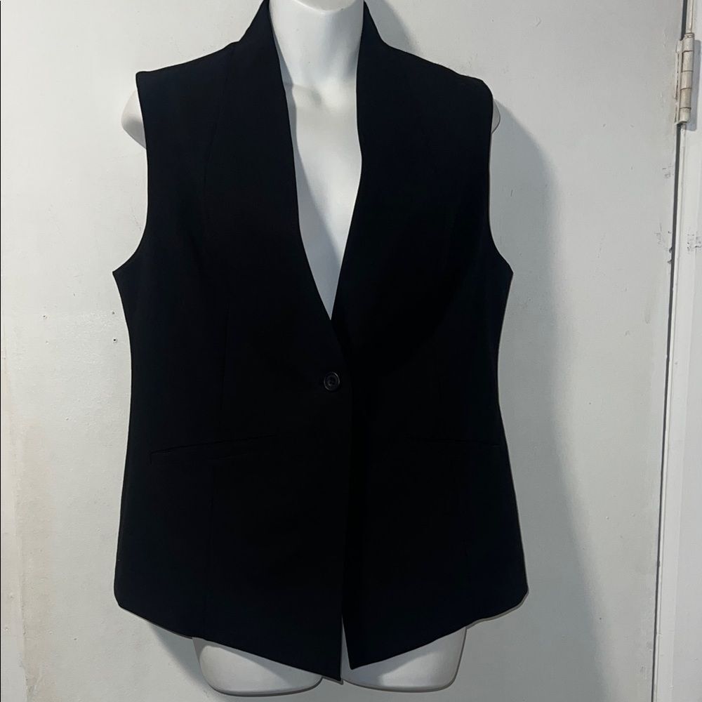 Black Sleeveless Blazer Vest - Women's Tailored Jacket